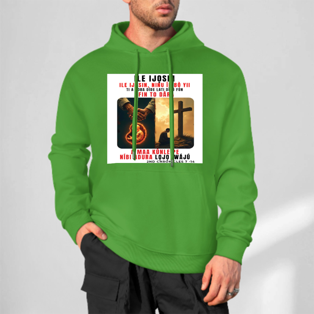 Custom Front & Back Print Cotton Hoodies Custom Men's Long Sleeve Sweatshirts