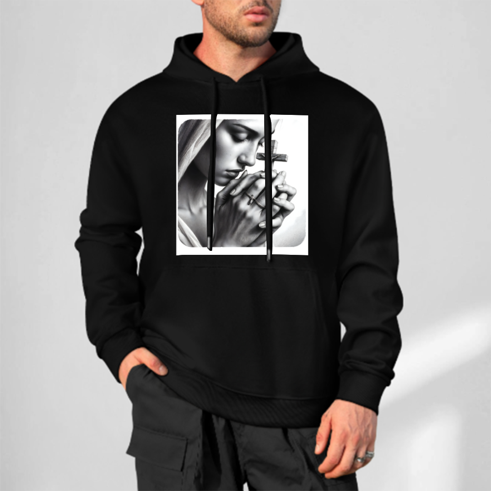 Custom Front & Back Print Cotton Hoodies Custom Men's Long Sleeve Sweatshirts